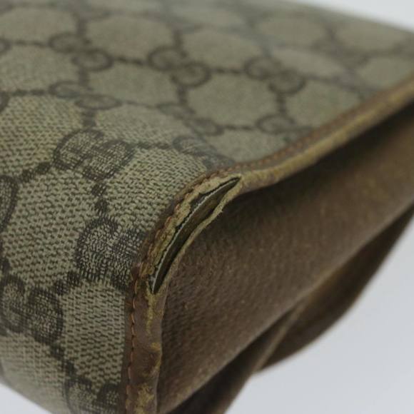 GUCCI GG Canvas Web Sherry Line Clutch Bag PVC Beige Green Red Auth 64005 - Picture 8 of 16